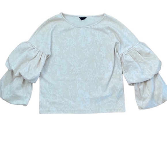 CLUB MONACO WOMENS JACQUARD PATTERN PRINT LONG SLEEVE TOP BELL PUFF Size XS - Picture 1 of 10